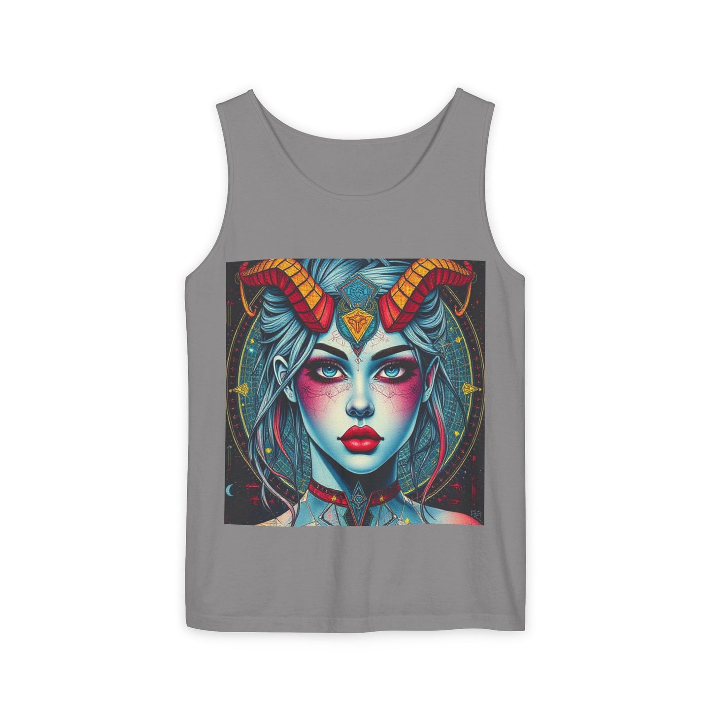 Unisex Garment-Dyed, Tank Top, Capricorn, Pop Art v1, 100% US cotton