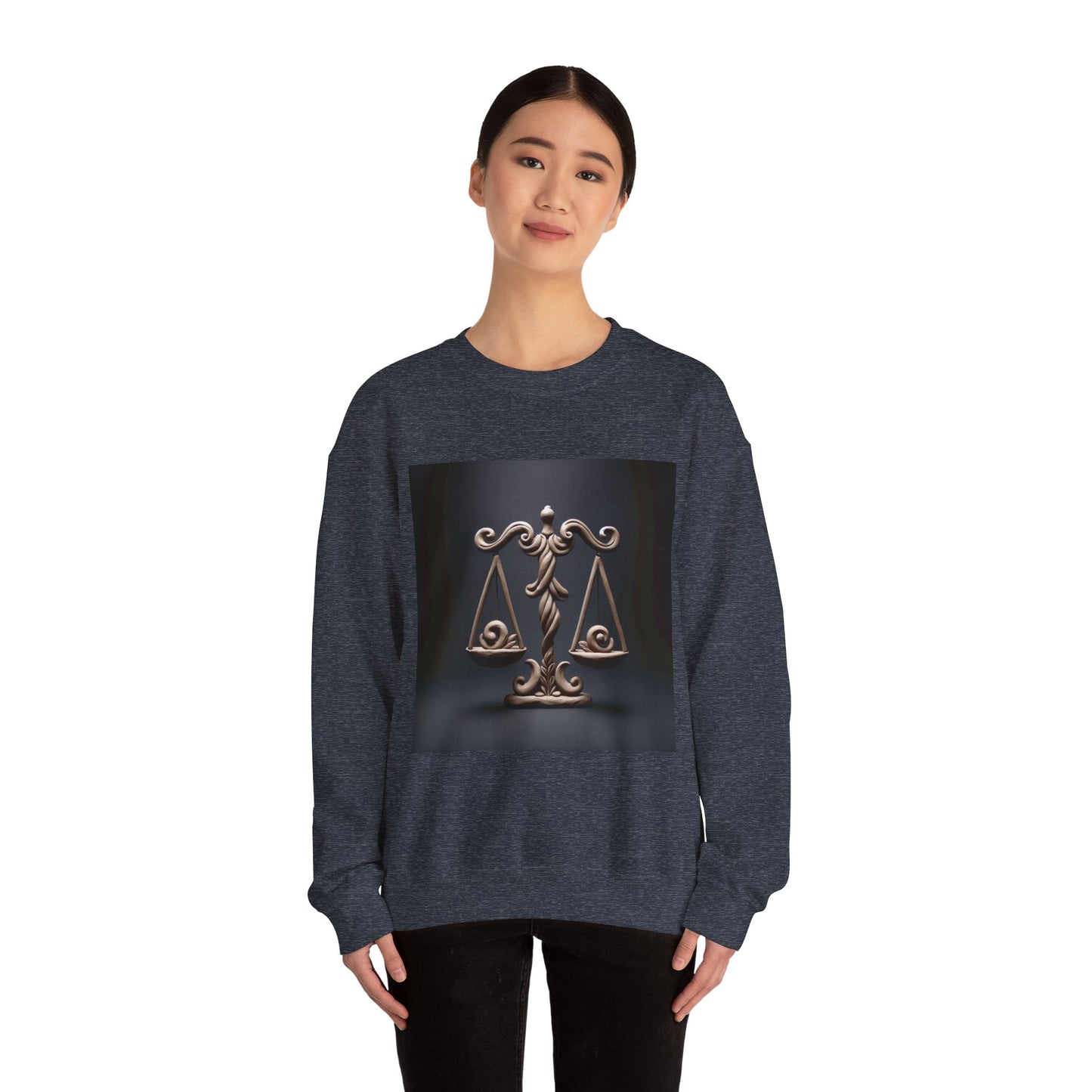 Unisex Heavy Blend™ Crewneck Sweatshirt, Brown Scale, Libra Zodiac Design