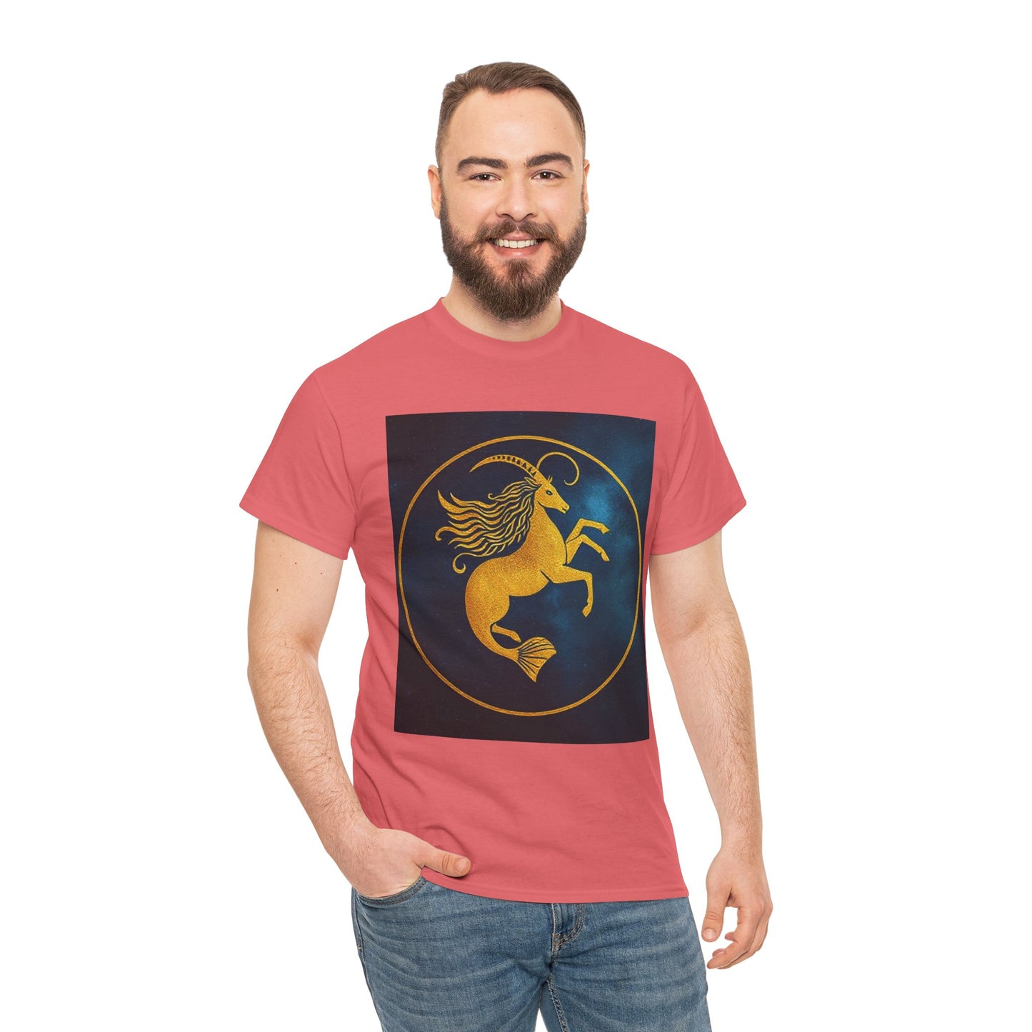 Unisex Heavy Cotton T-Shirt, Capricorn Animal v4, Symbol, Zodiac Design