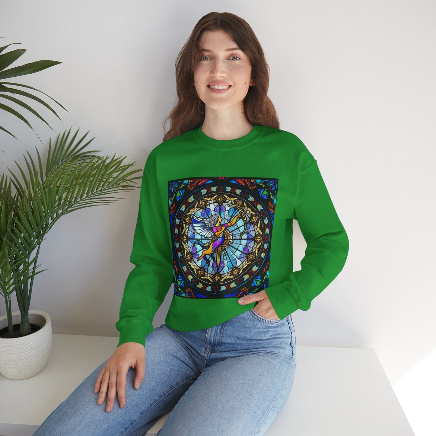 Unisex Heavy Blend™ Crewneck Sweatshirt, Glass, Sagittarius Zodiac Design