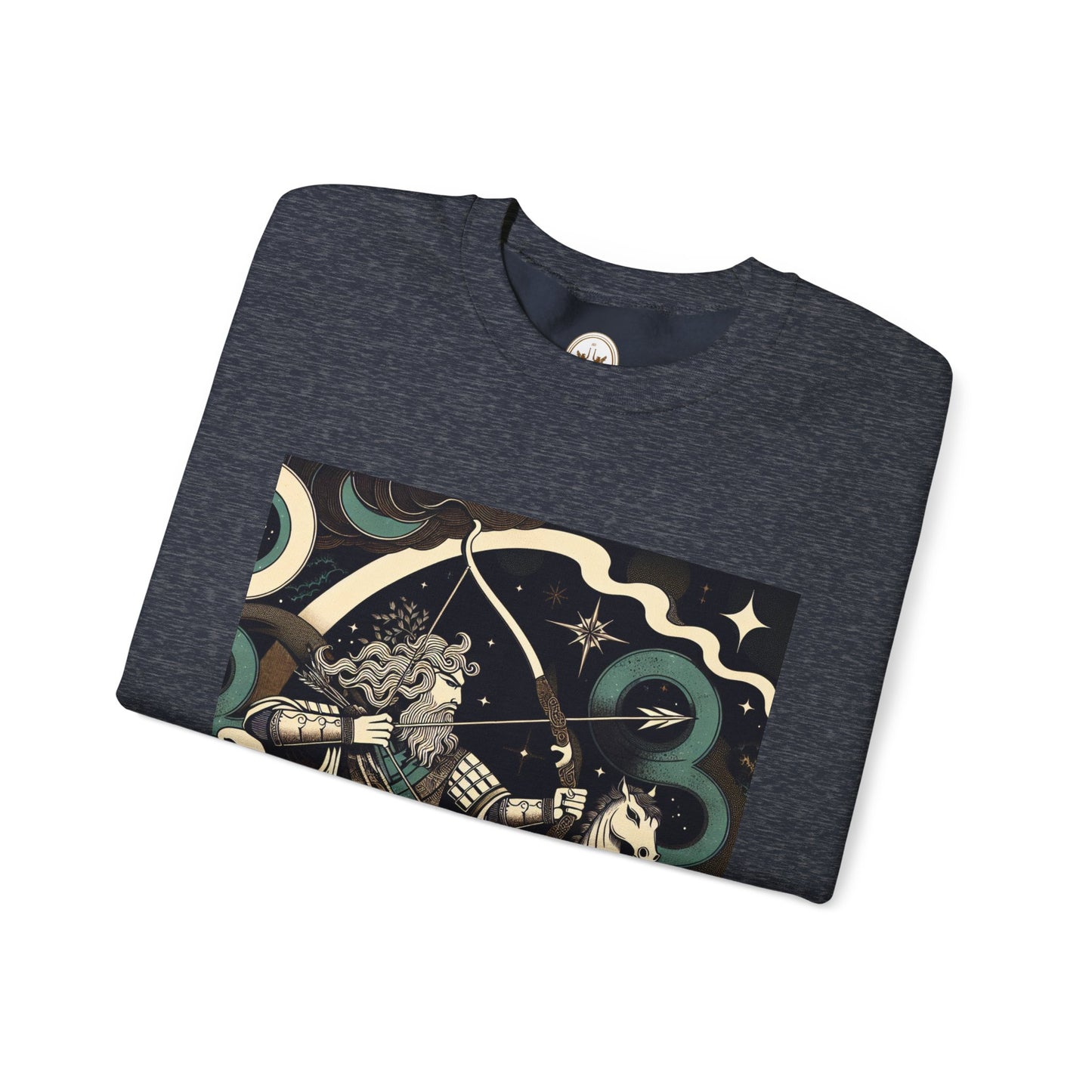 Unisex Heavy Blend™ Crewneck Sweatshirt, Man With Arrow Sagittarius Zodiac Design