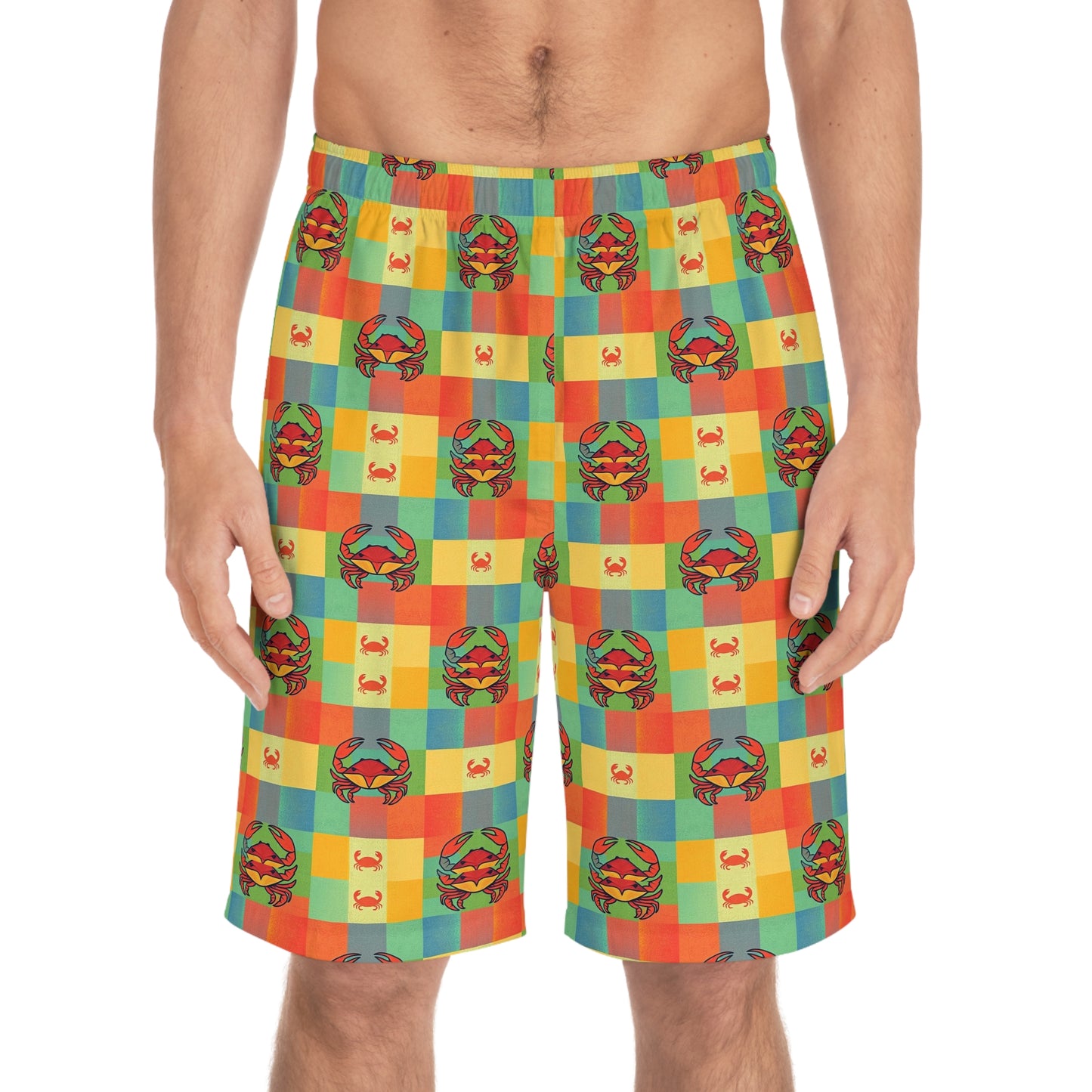 Men's Board Shorts, (AOP), Cancer, Zodiac v1, Shape Pattern