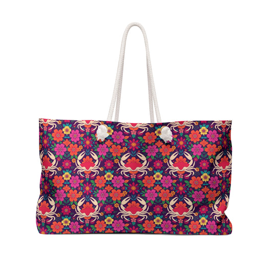 Weekender Bag, Cancer, Zodiac v1, Flower Pattern