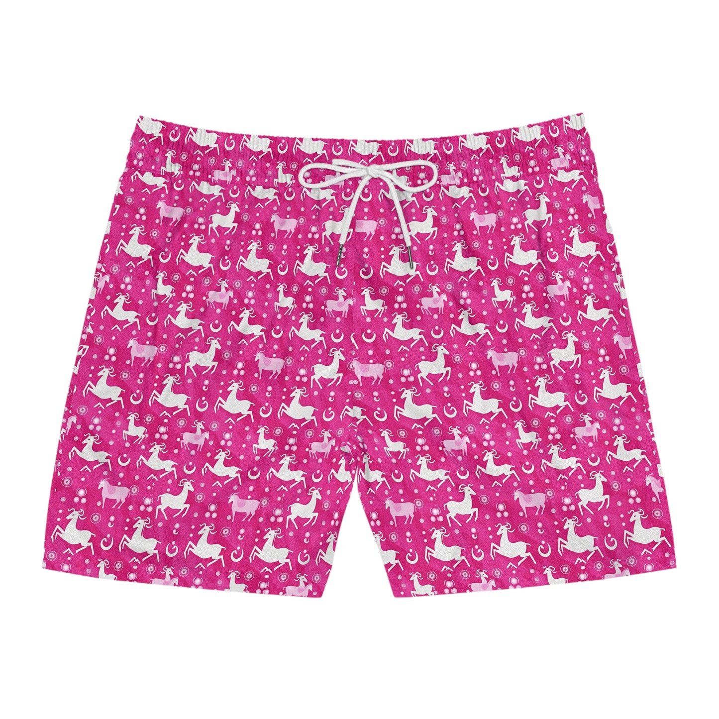 Men's Mid-Length Swim Shorts, (AOP), Capricorn, Zodiac v2, Bubble Pattern