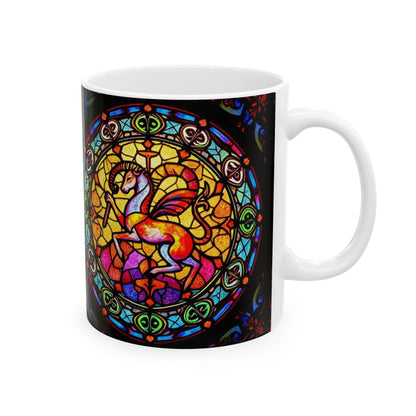 Ceramic Mug, (11oz, 15oz), Ceramic Coffee Mug, AOP, Glass Design, Aries Zodiac