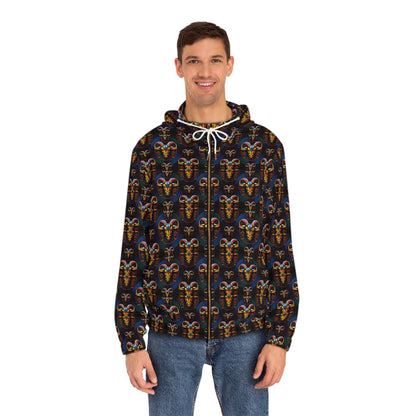 Full-Zip Hoodie (AOP), Taurus, Zodiac v1, Pattern