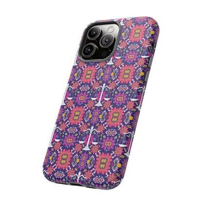 Tough Cases, Libra, Zodiac v4, Flower Pattern