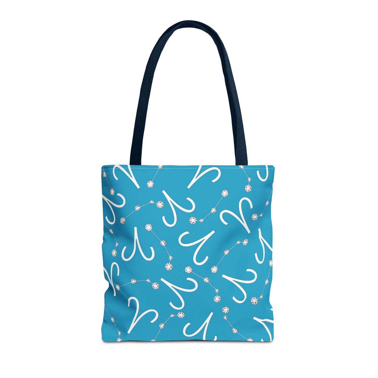 Tote Bag, Aries Zodiac Sign, AOP, (Turquoise, White)