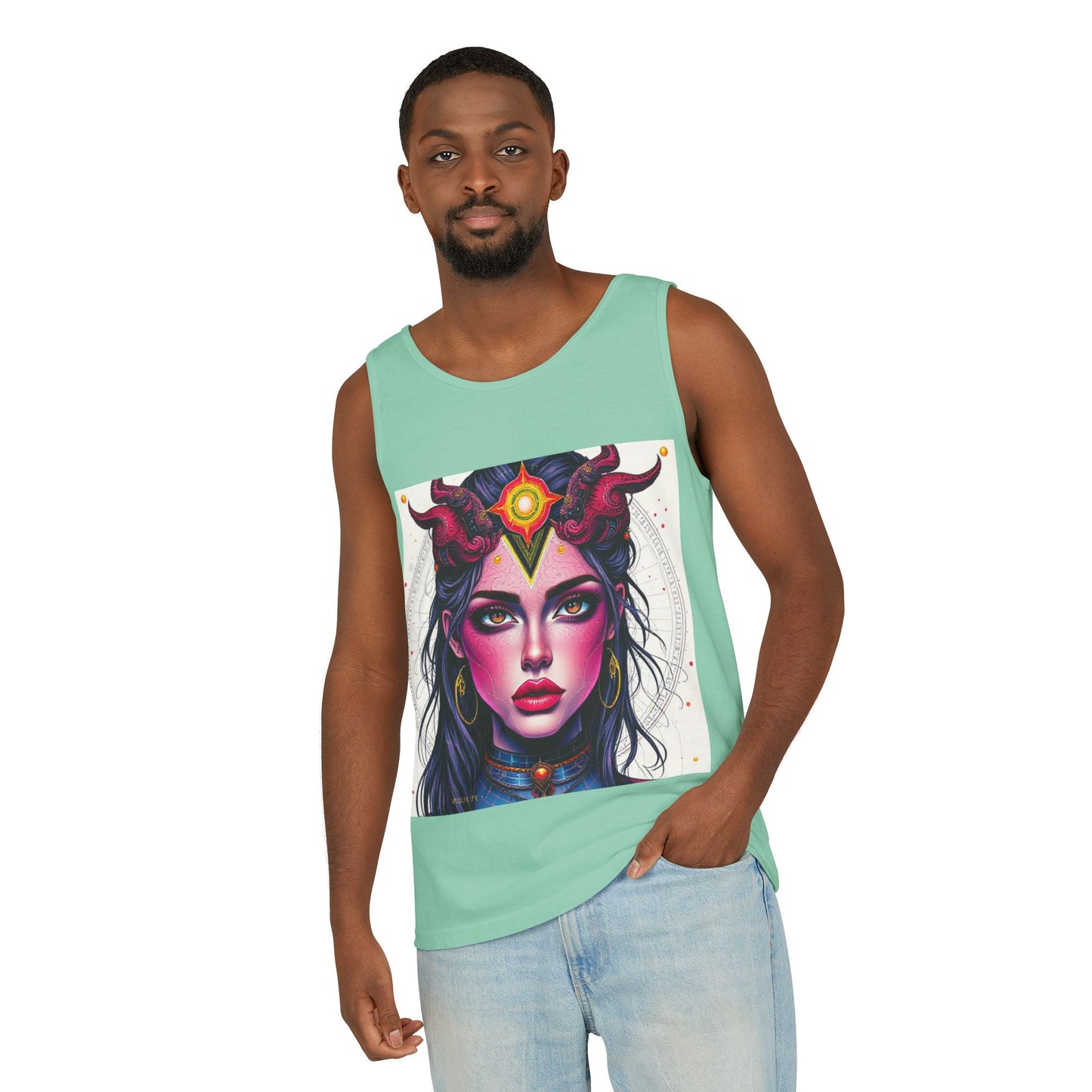 Unisex Garment-Dyed, Tank Top, Virgo Design, Pop Art, 100% US cotton