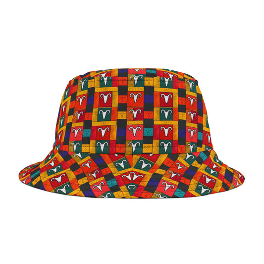 Bucket Hat, (AOP), Aries, Zodiac v1, Shape Pattern