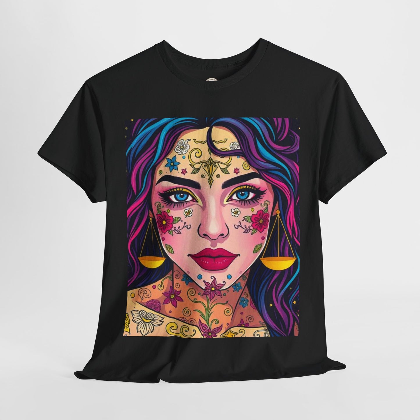 Unisex Heavy Cotton T-Shirt, Libra, Zodiac v4, Sexy Art