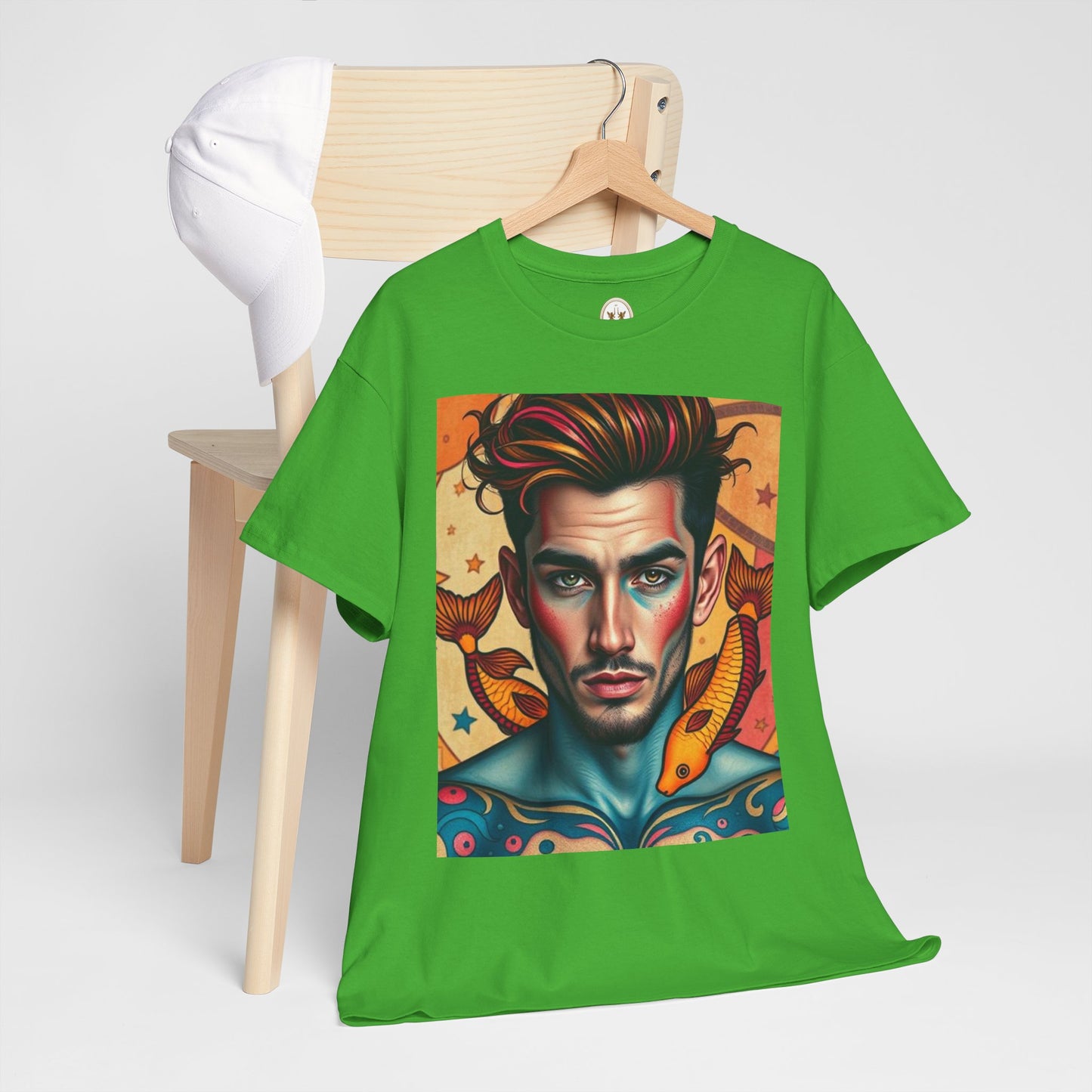 Unisex Heavy Cotton T-Shirt, Pisces, Zodiac v2, Sexy Art