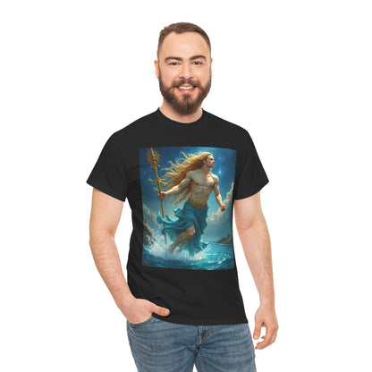 Unisex Heavy Cotton T-Shirt, Realistic, Aquarius Zodiac Design