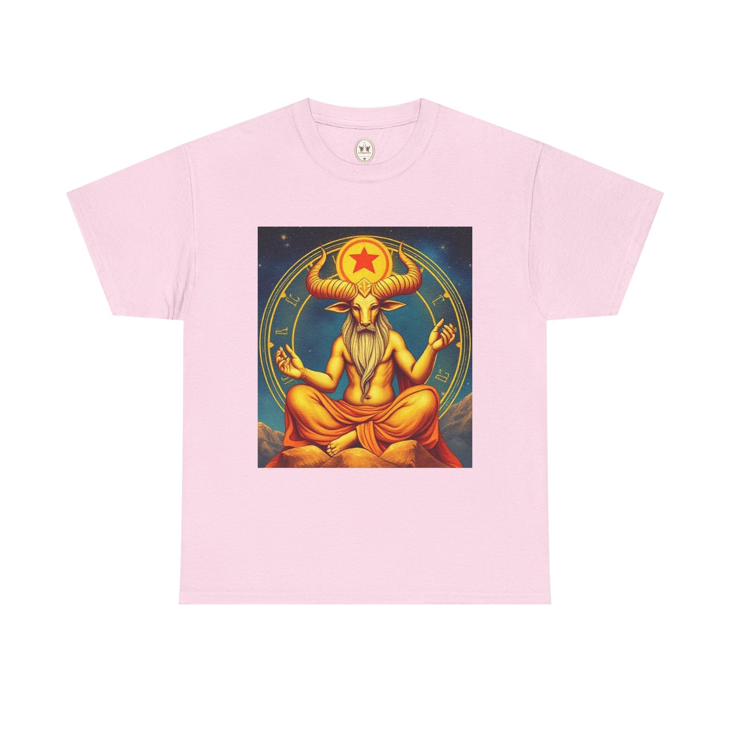 Unisex Heavy Cotton T-Shirt, Meditating Bull, Taurus Zodiac Design
