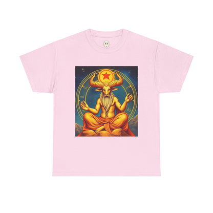 Unisex Heavy Cotton T-Shirt, Meditating Bull, Taurus Zodiac Design