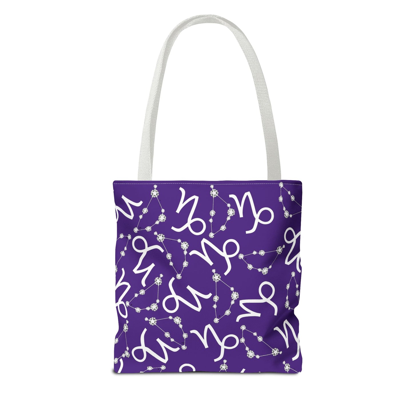 Tote Bag, Capricorn Zodiac Sign, AOP, (Purple, White)