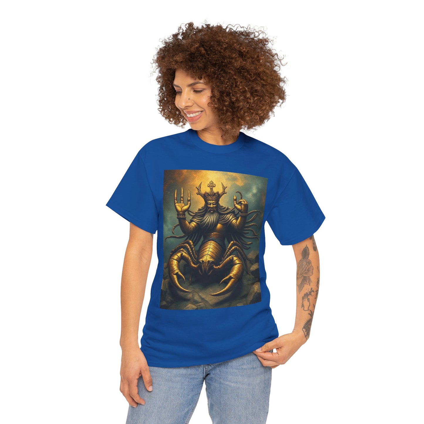 Unisex Heavy Cotton T-Shirt, Desert Scorpio King v1, Zodiac Design