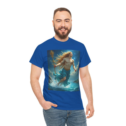Unisex Heavy Cotton T-Shirt, Realistic, Aquarius Zodiac Design