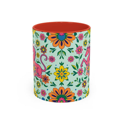 Accent Coffee Mug, Aquarius, Zodiac, Flower Pattern, (11, 15oz)