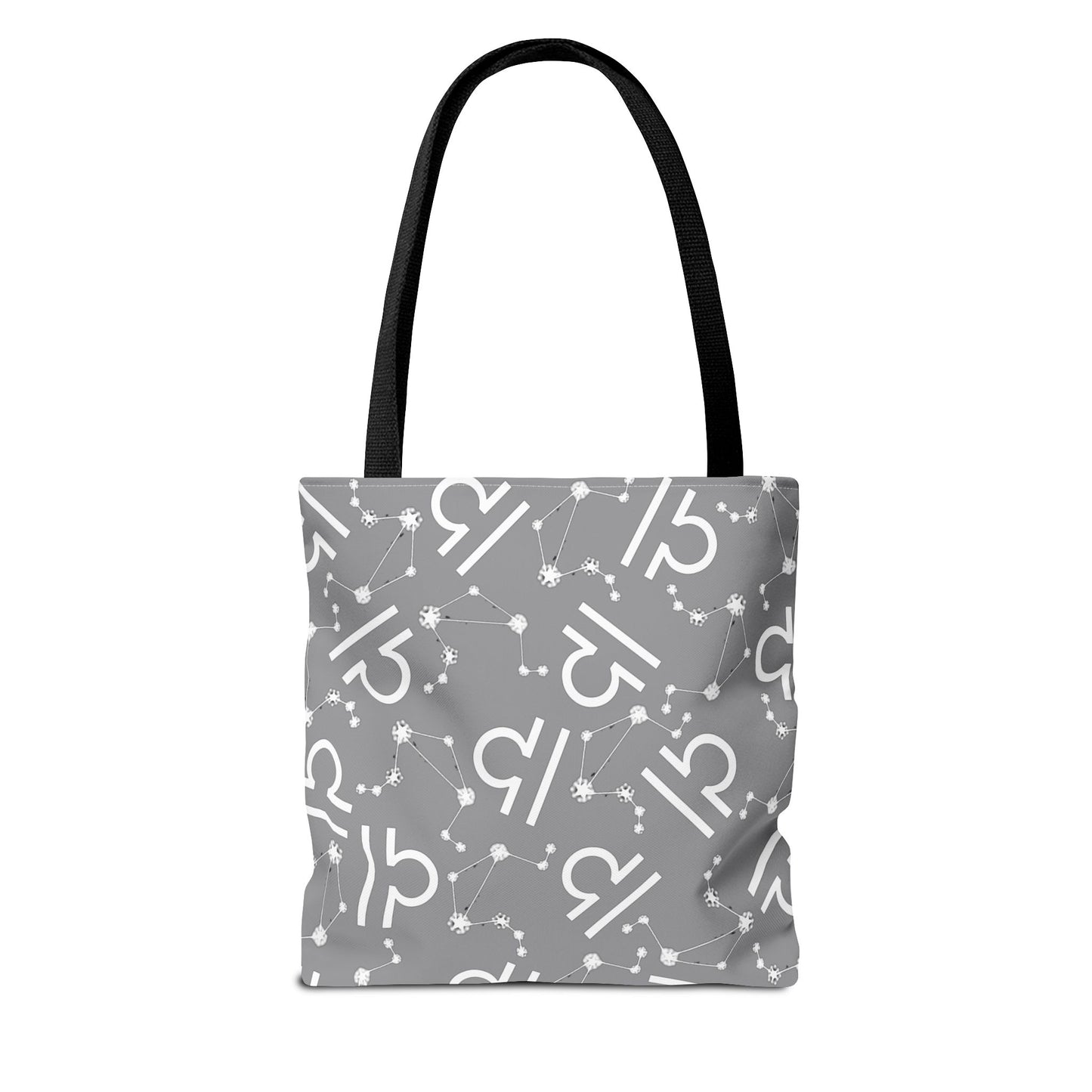 Tote Bag, Libra Zodiac Sign, AOP, (Grey, White)