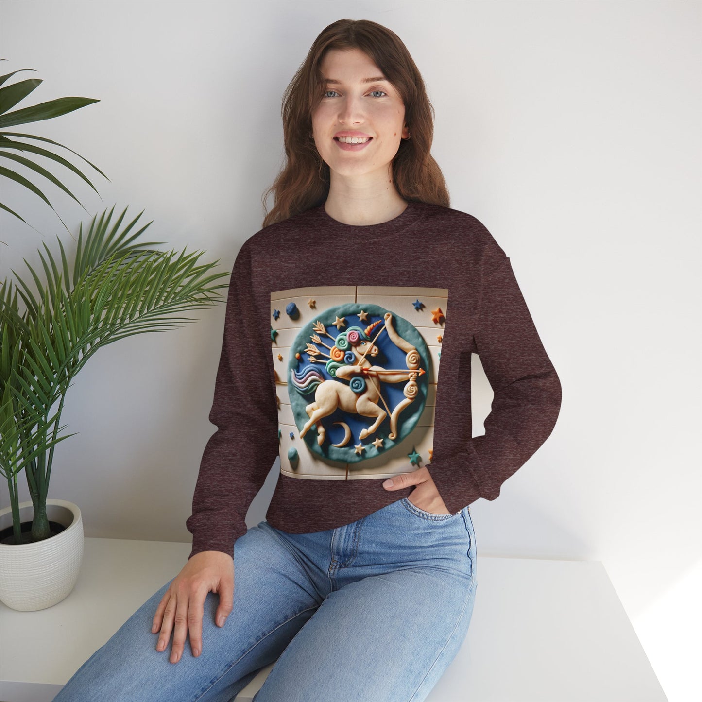Unisex Heavy Blend™ Crewneck Sweatshirt, Colorful Horse, Sagittarius Zodiac Design