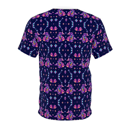 Unisex Cut & Sew T-Shirt, (AOP), Pisces, Zodiac v2, Jewels Pattern