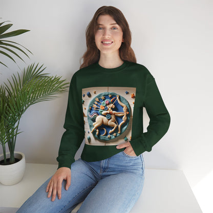 Unisex Heavy Blend™ Crewneck Sweatshirt, Colorful Horse, Sagittarius Zodiac Design