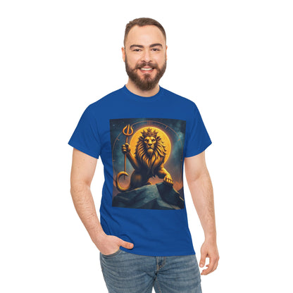 Unisex Heavy Cotton T-Shirt, King of Lion v3, Leo Zodiac Design