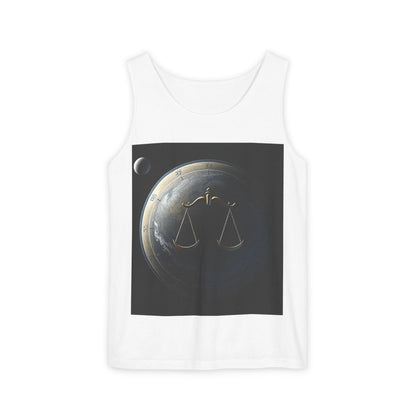 Unisex Garment-Dyed, Tank Top, Libra Design, Space Scale v1, 100% US cotton