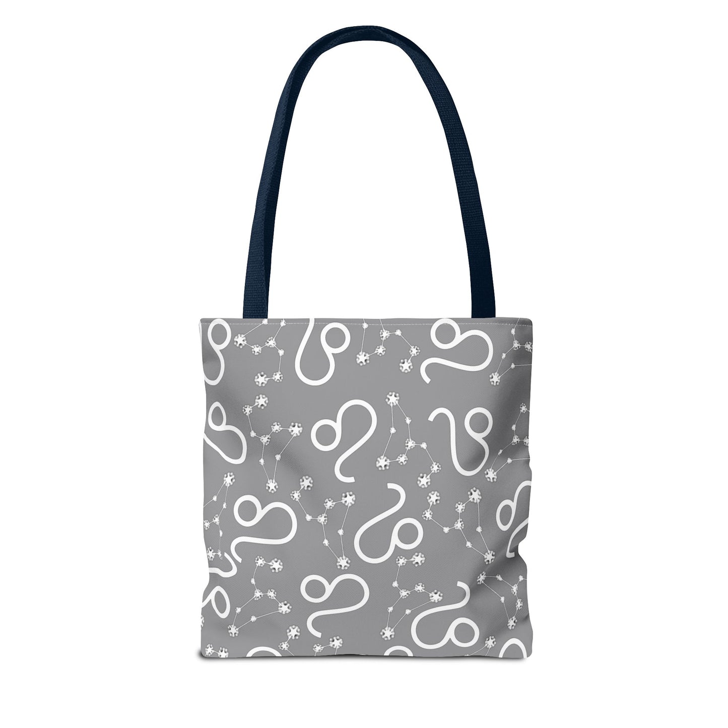 Tote Bag, Leo Zodiac Sign, AOP, (Grey, White)