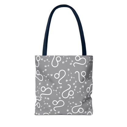 Tote Bag, Leo Zodiac Sign, AOP, (Grey, White)