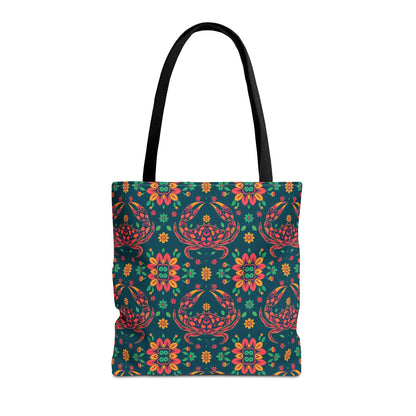 Tote Bag (AOP), Cancer, Zodiac v2, Flower Pattern