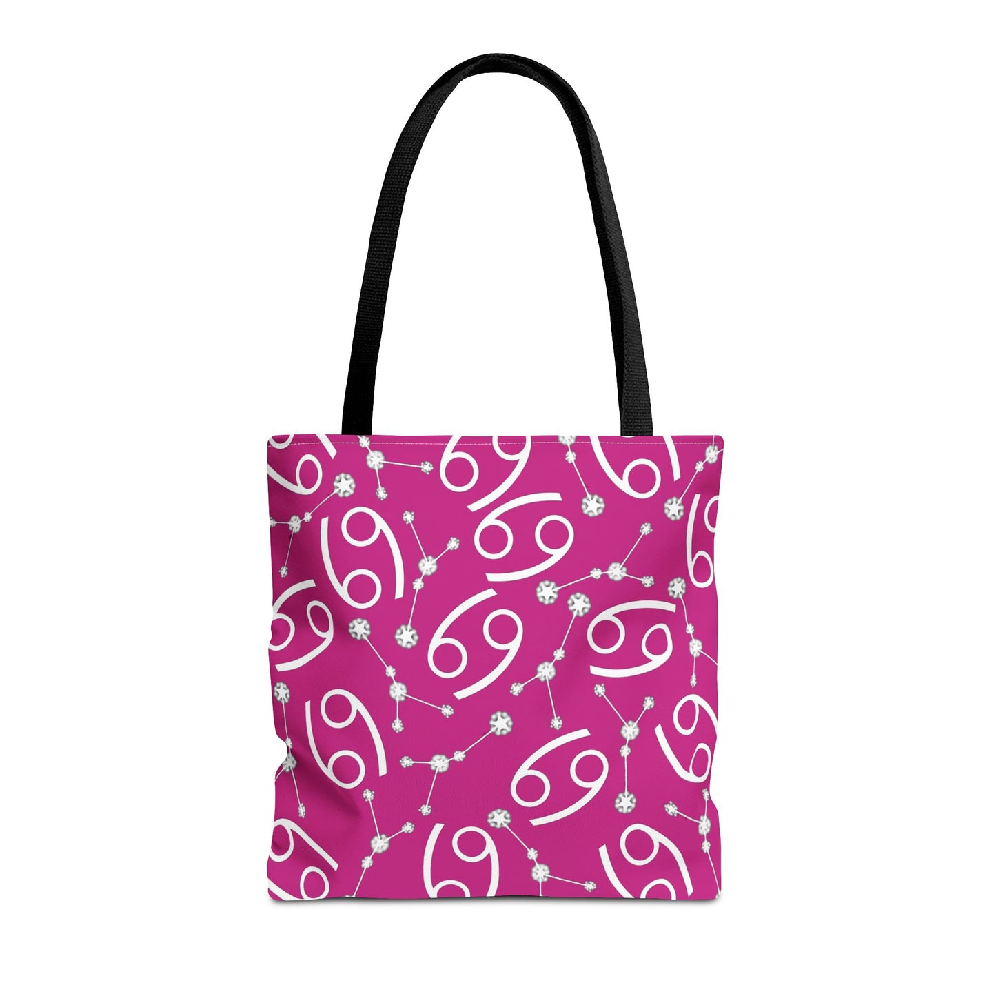 Tote Bag, Cancer Zodiac Sign, AOP, (Pink, White)