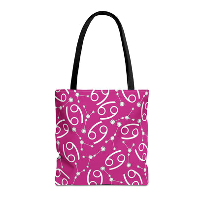 Tote Bag, Cancer Zodiac Sign, AOP, (Pink, White)
