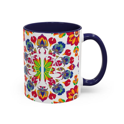 Accent Coffee Mug, Libra, Zodiac v1, Flower Pattern, (11, 15oz)