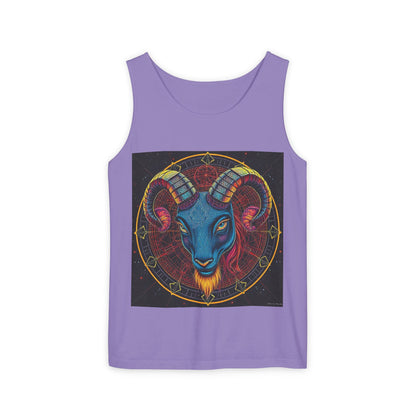 Unisex Garment-Dyed, Tank Top, Aries Design, Pop Art, 100% Ringspun US cotton