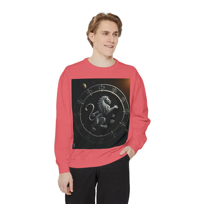 Garment-Dyed Sweatshirt, Unisex, Space Animal Design, Leo