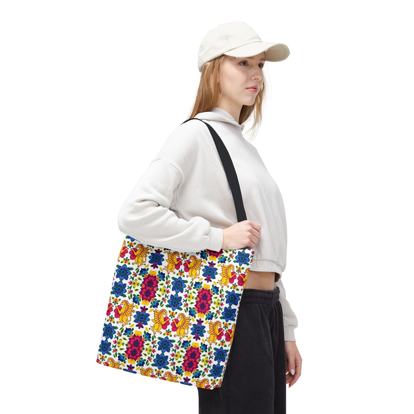Tote Bag (AOP), Gemini, Zodiac, Flower Pattern
