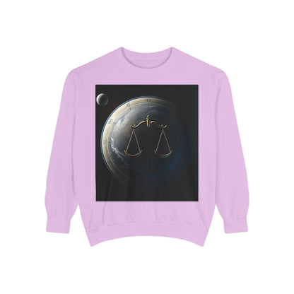 Garment-Dyed Sweatshirt, Unisex, Space Animal Design, Libra