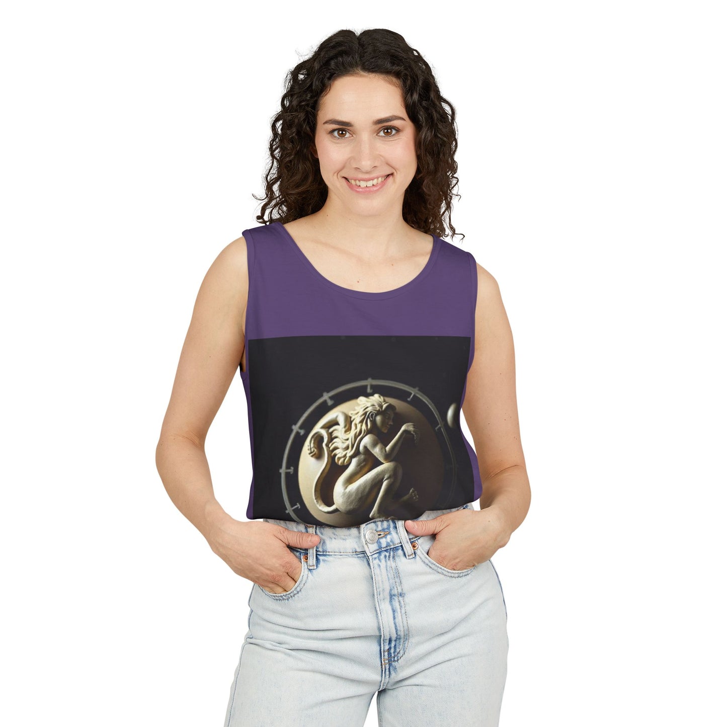 Unisex Garment-Dyed, Tank Top, Virgo Design, Planet Symbol, 100% US cotton