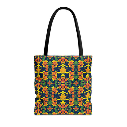 Tote Bag, (AOP), Libra, Zodiac v3, Flower Pattern