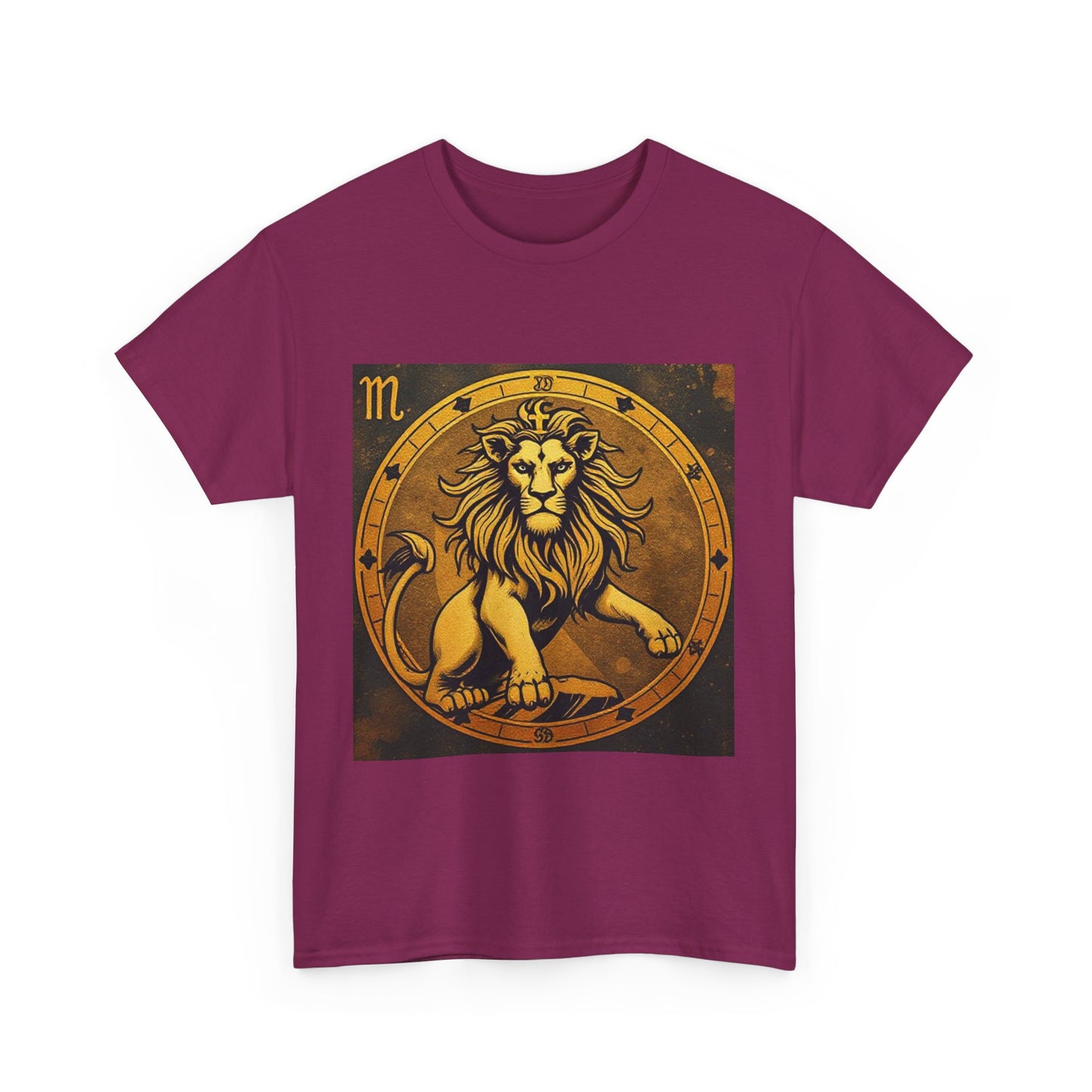 Unisex Heavy Cotton T-Shirt, Gold Lion v1, Leo Zodiac Design