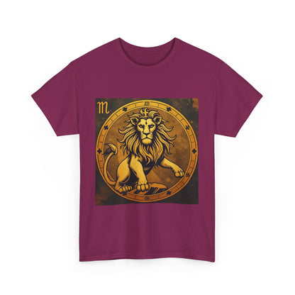Unisex Heavy Cotton T-Shirt, Gold Lion v1, Leo Zodiac Design