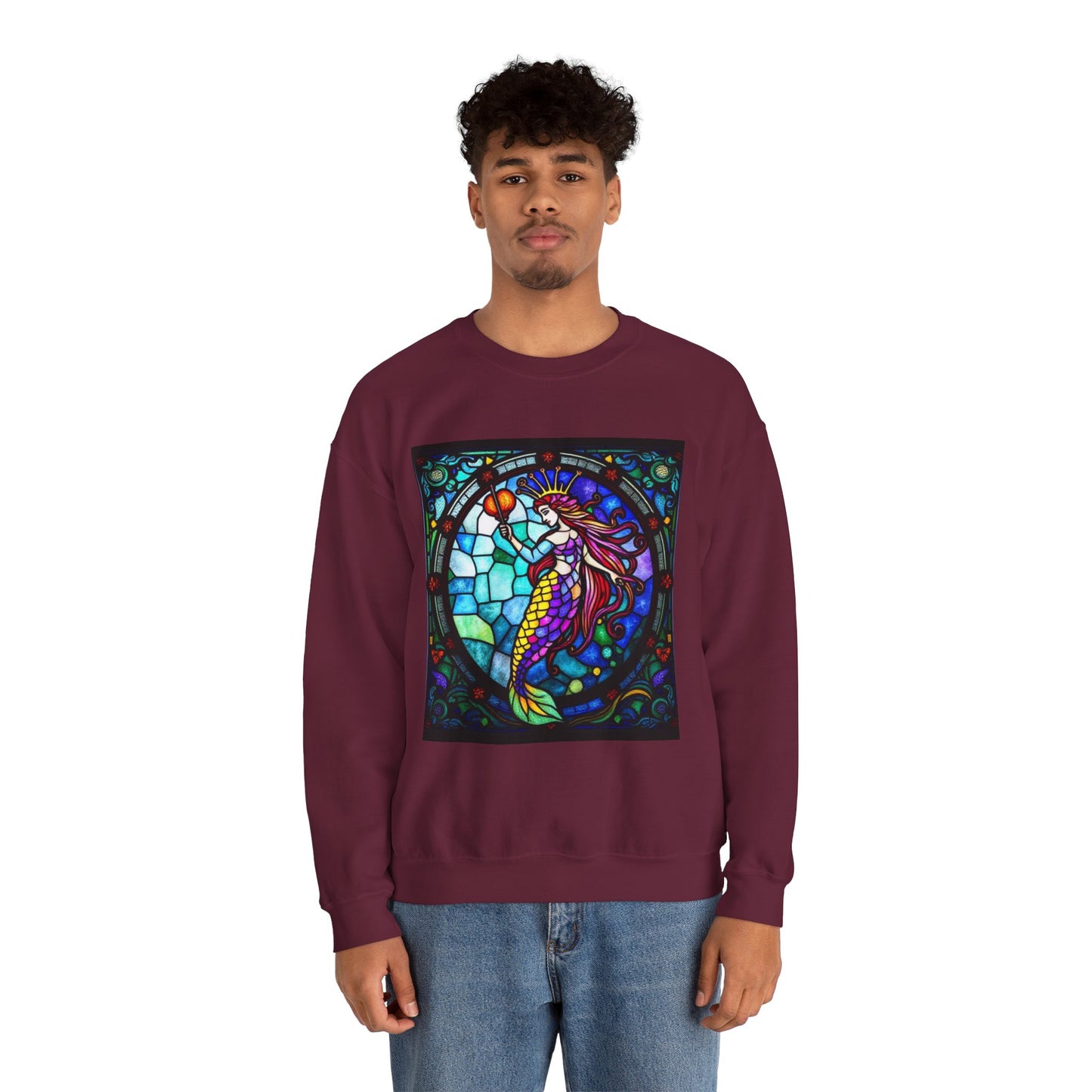 Unisex Heavy Blend™ Crewneck Sweatshirt, Glass, Aquarius Zodiac Design