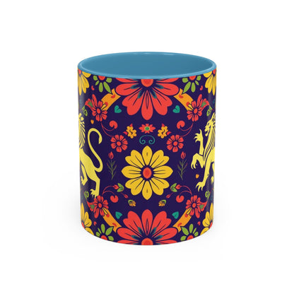 Accent Coffee Mug, Leo, Zodiac v3, Flower Pattern, (11, 15oz)