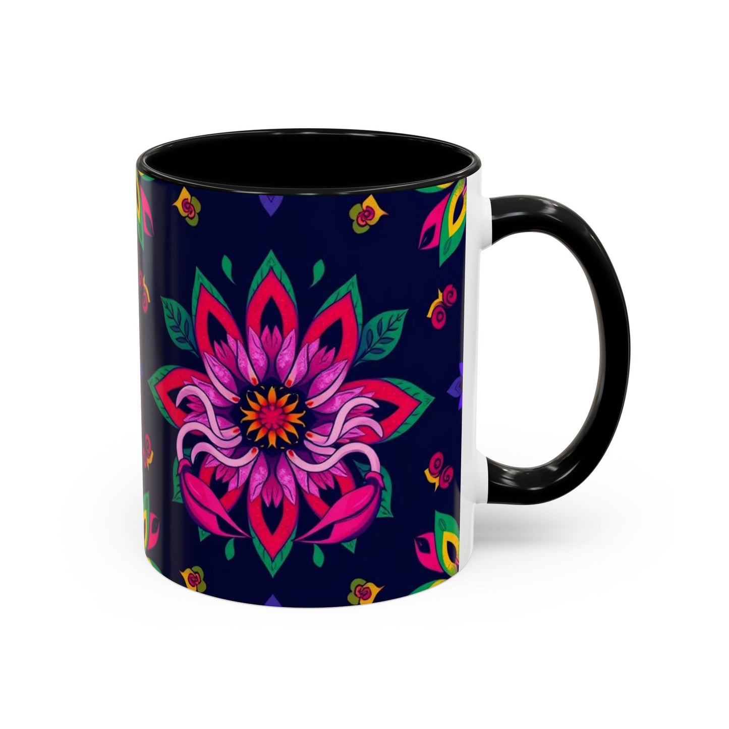 Accent Coffee Mug, Scorpio, Zodiac v4. Flower Pattern, (11, 15oz)