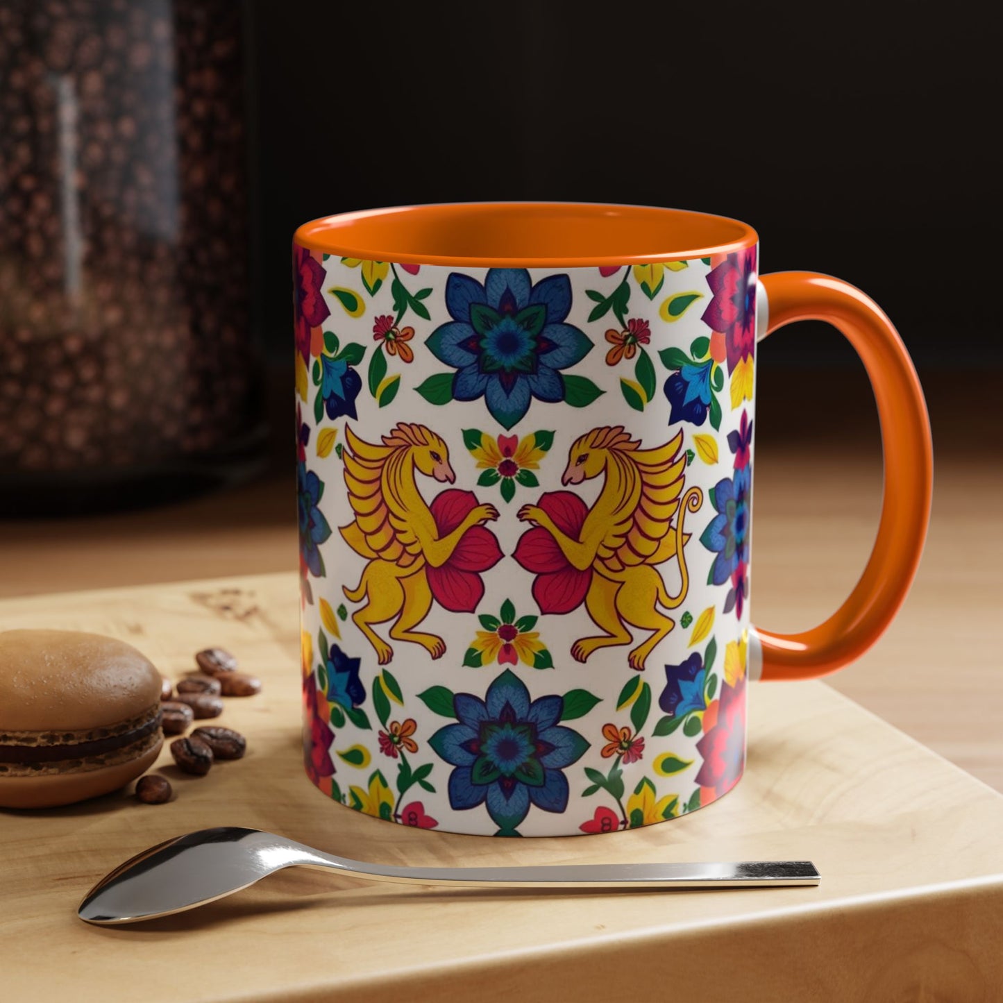 Accent Coffee Mug, Gemini, Zodiac, Flower Pattern, (11, 15oz)