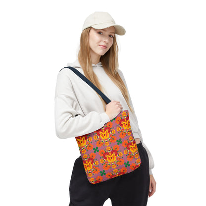 Tote Bag (AOP), Aries, Zodiac v1, Flower Pattern