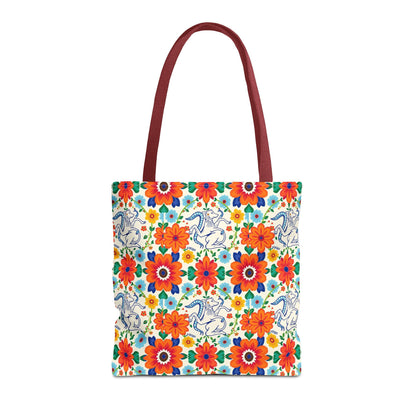 Tote Bag (AOP), Virgo, Zodiac v1, Flower Pattern