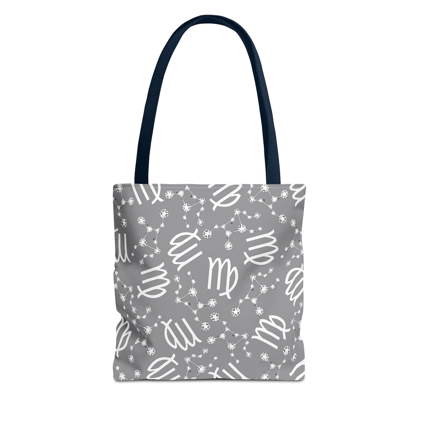 Tote Bag, Virgo Zodiac Sign, AOP, (Grey, White)